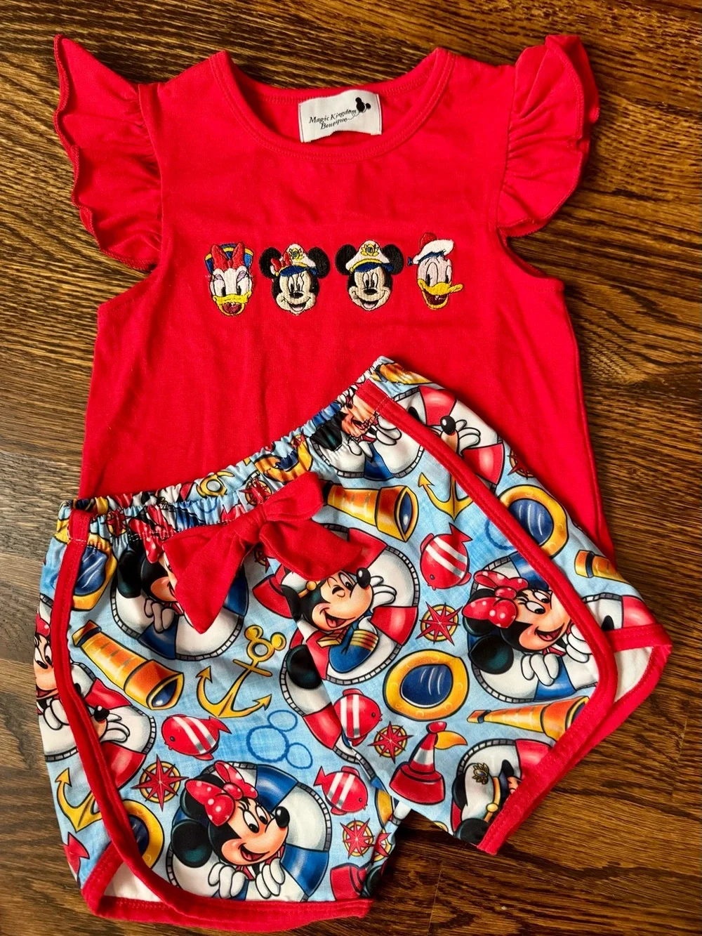 Disney Cruise Character Ruffle Sleeve Top & Matching Shorts Set- 3t
